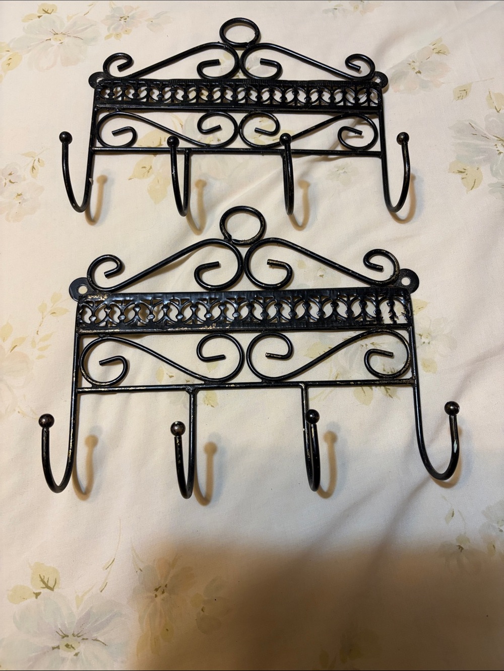 Decorative Black/Gold Metal Wall Hook Rack Set - Unbranded